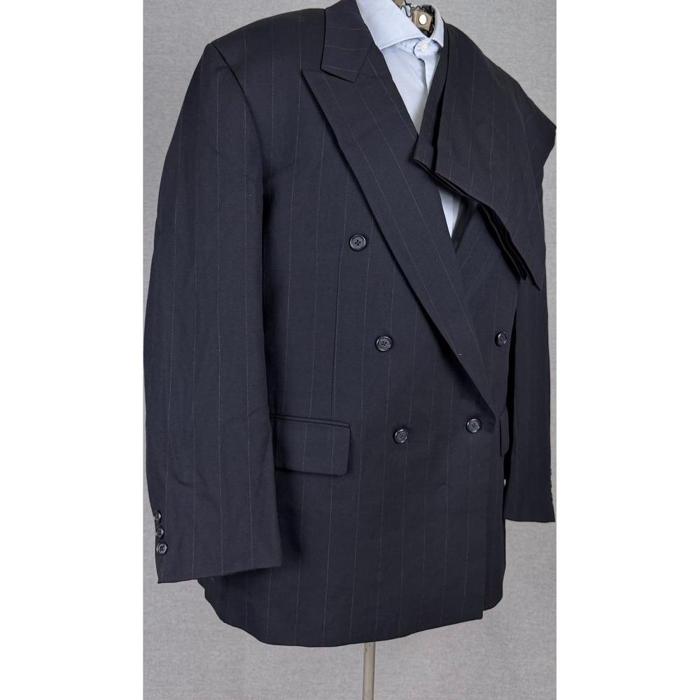 Vintage diBenedetto Mens Pinstripe Double Breasted 2 Piece Suit Navy 50 40x24